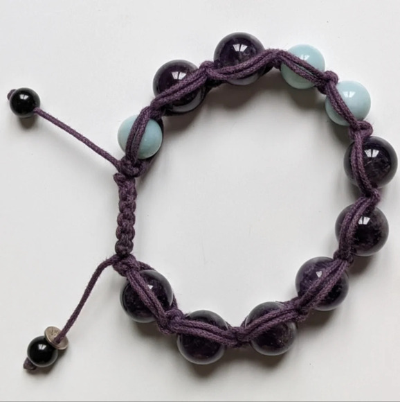 Amethyst and Amazonite round beads bracelet - Picture 5 of 5
